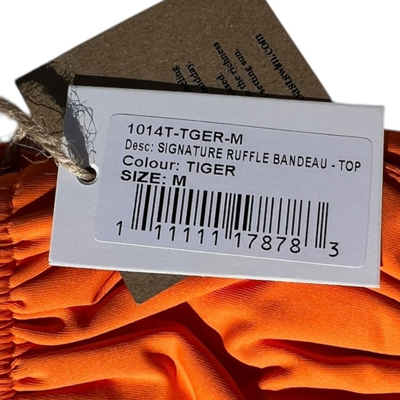 🌻NEW w.tag Free People x Toast Signature Ruffle Bandeau Top in Tiger Orange Med - Picture 5 of 14